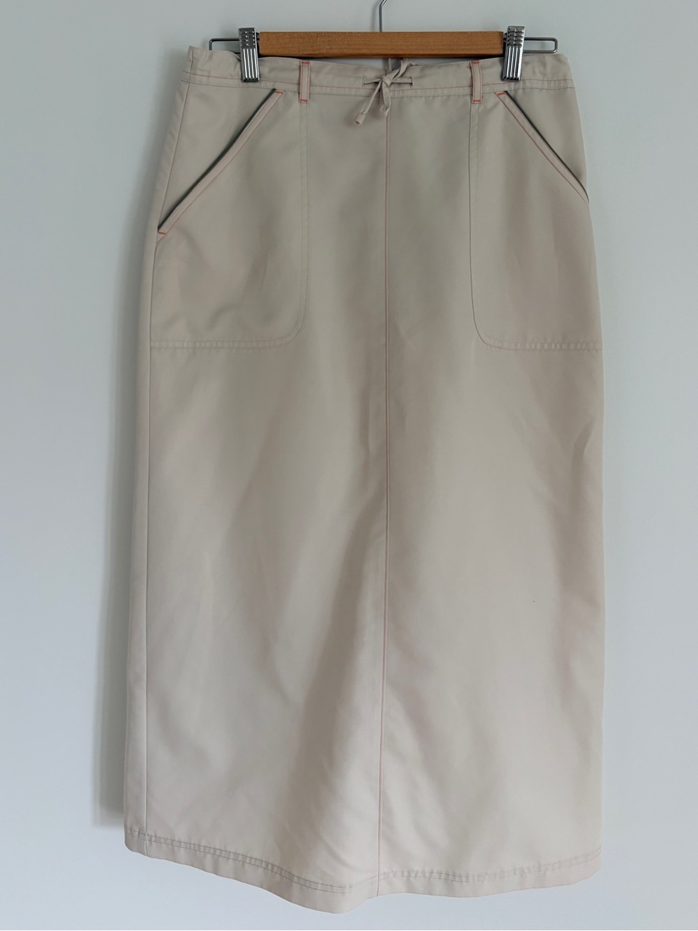 Vintage Women’s Cream Sport Midi Skirt with Front Pockets